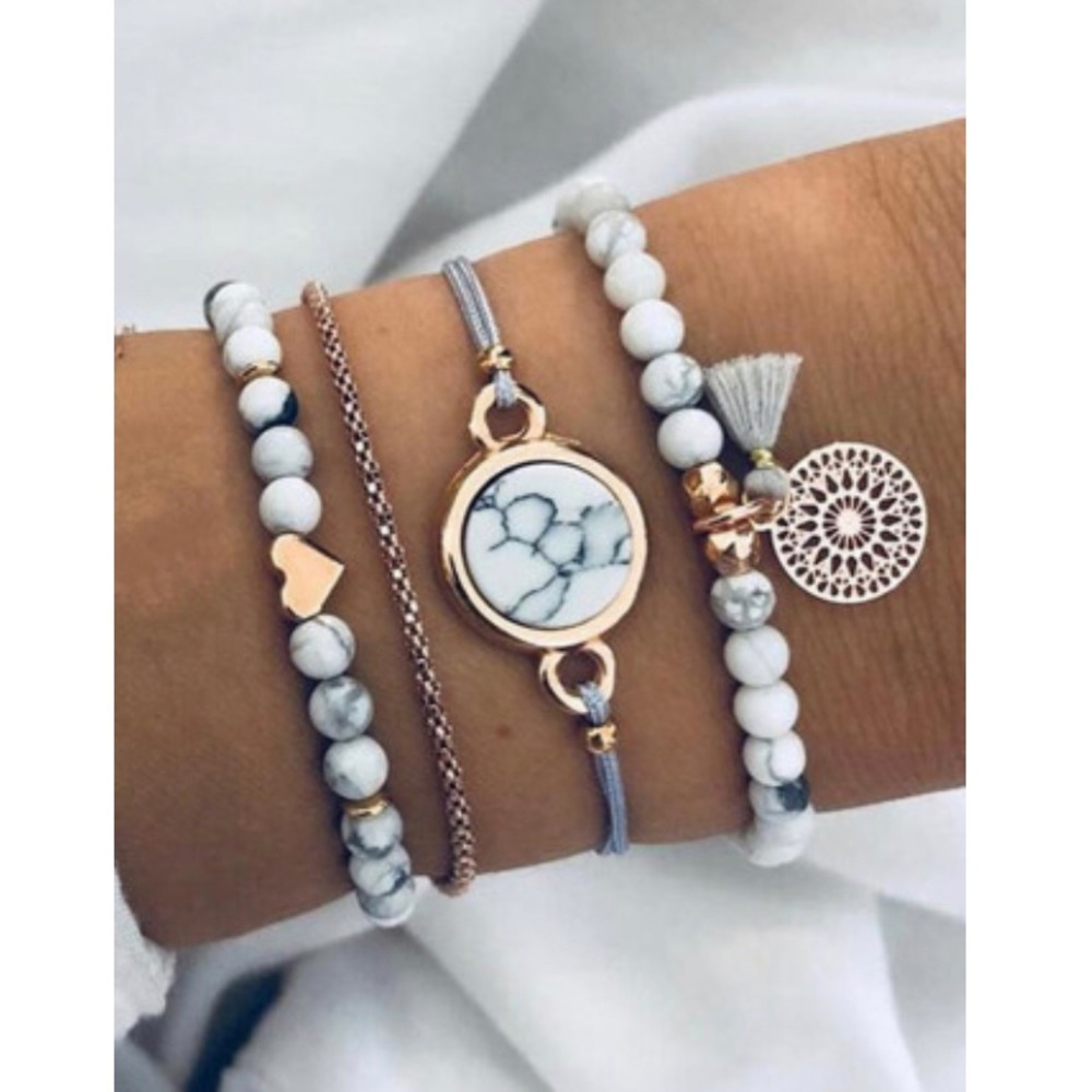 Beaded Marble Bracelet Set - Picture 1 of 3
